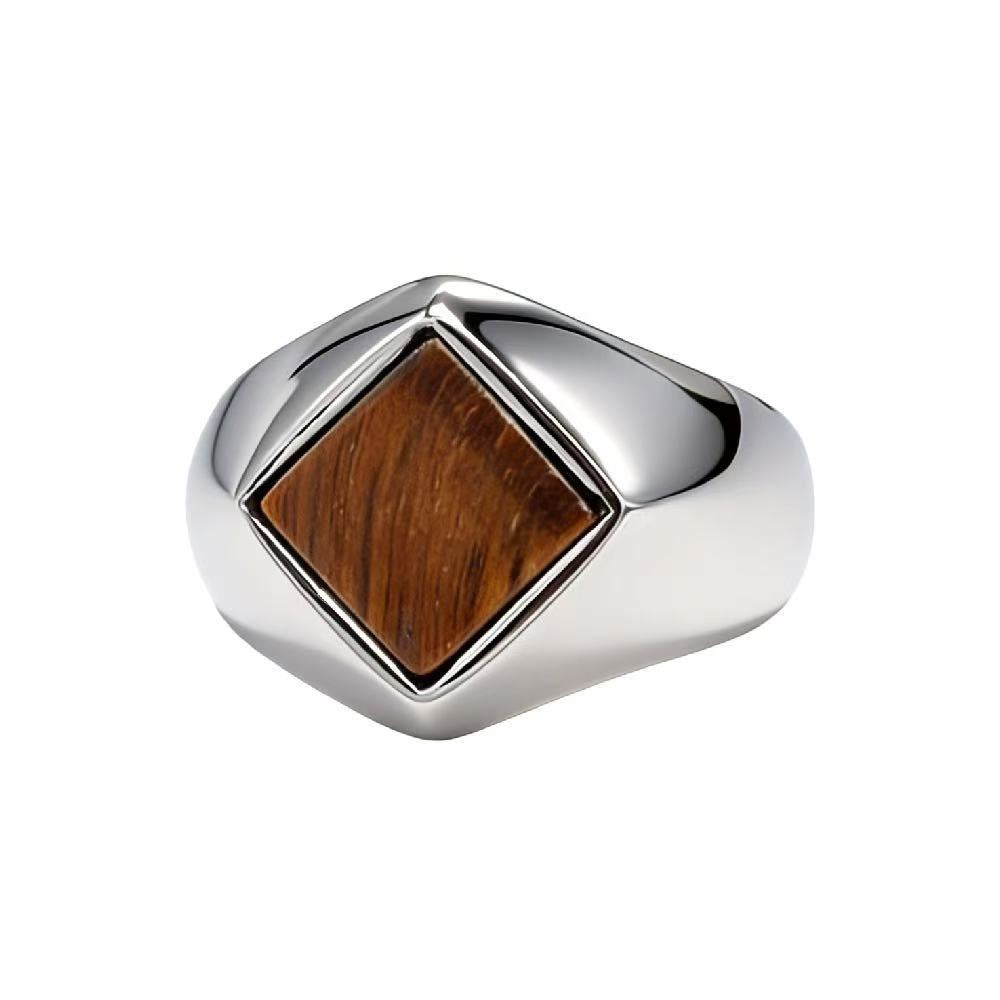 Planderful Titanium Steel Ring Unisex Geometric Quadrilateral Rhombus Design For Everyday Genie Protection