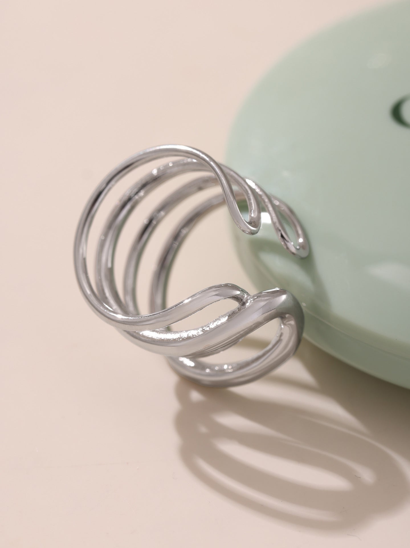 Planderful Women Line Ring Stainless Steel Gold Multilevel