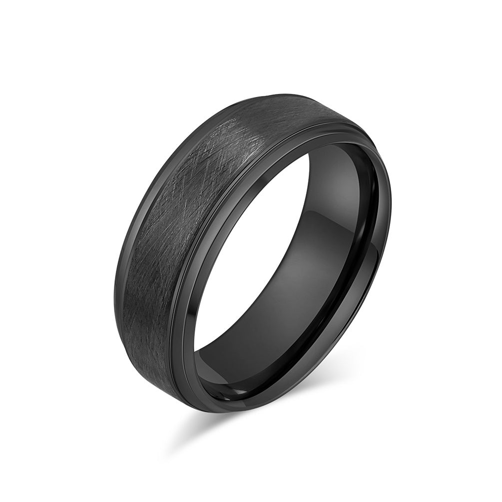 Cross-Border Amazon Matte Brushed Tungsten Steel Ring for Men