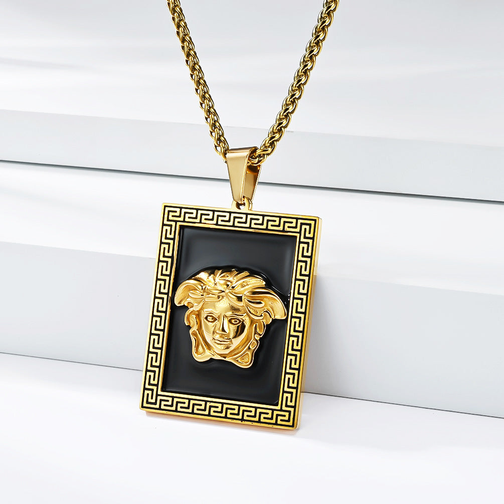 Planderful Medusa Necklace For Men Unisex Pendant Titanium Steel Non Fading Light Luxury