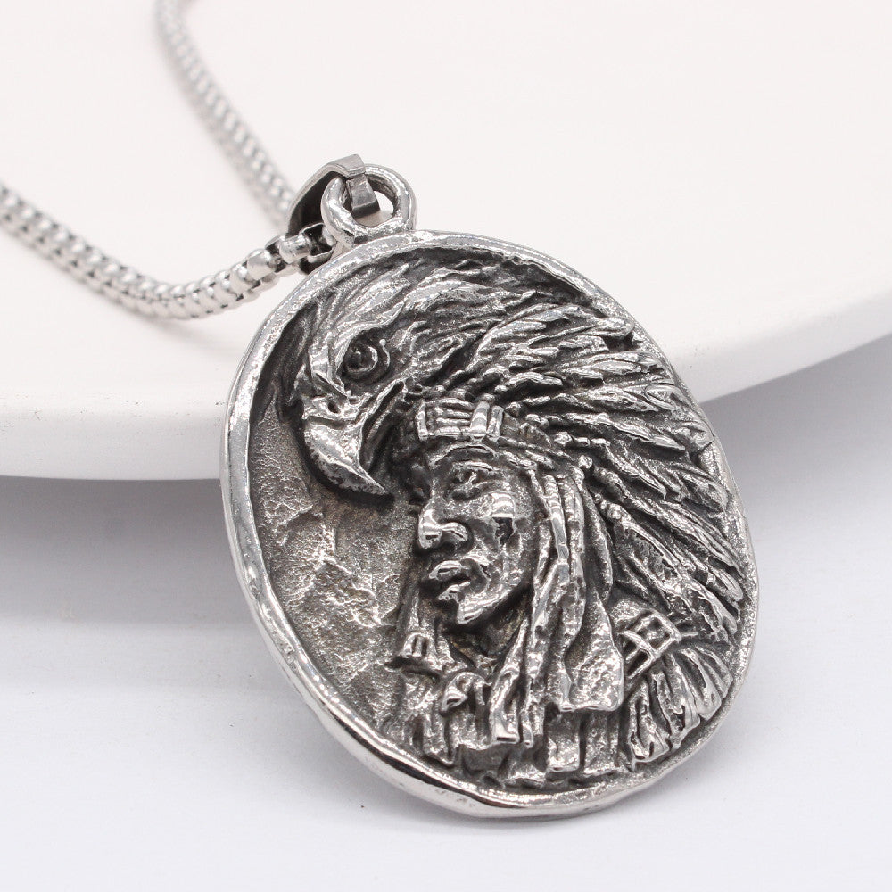 Eagle Chief Titanium Steel Pendant Necklace