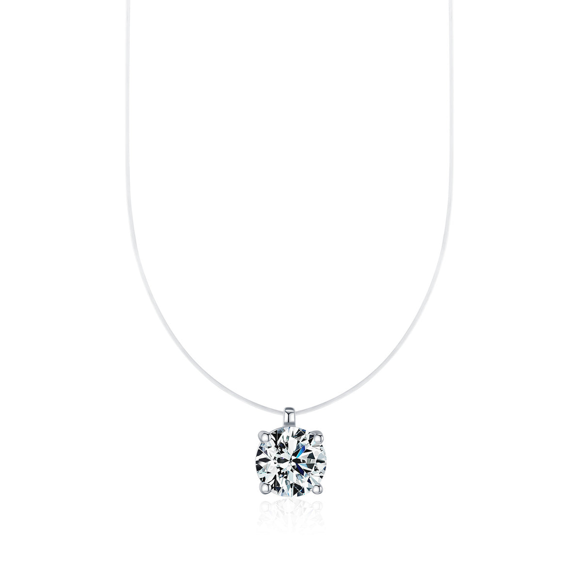 925 Sterling Silver 1 ct Moissanite Floating Necklace