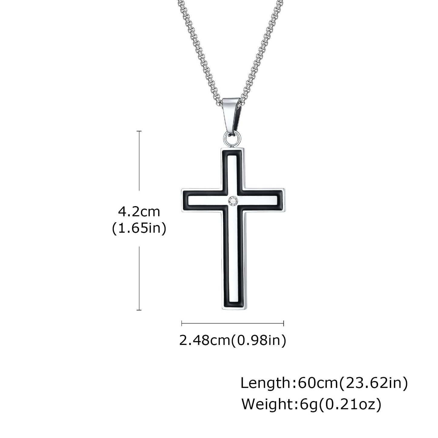 Planderful Mens Cross Pendant Necklace Durable Steel