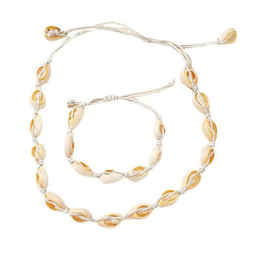 Freshwater Conch Shell Braided Rope Jewelry Set - Summer Street Style