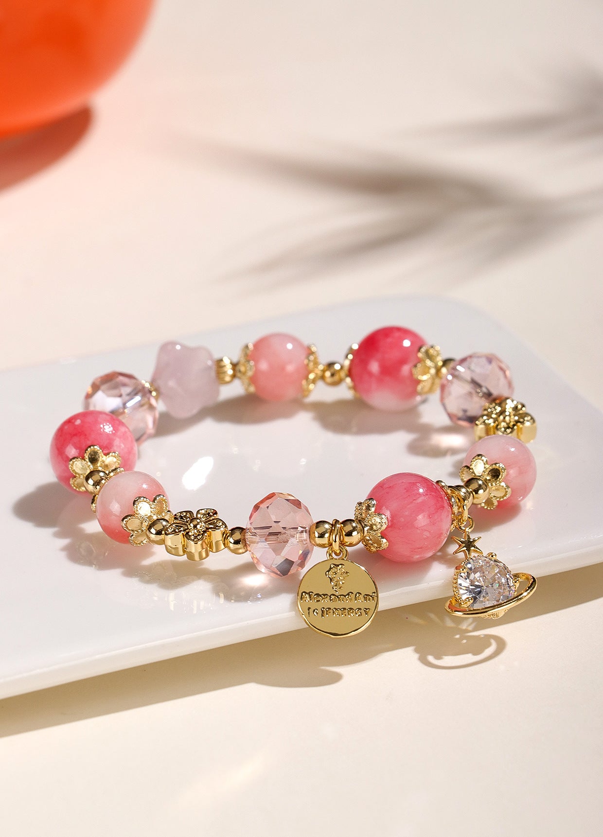 Planderful Fortune's Favor Bracelet – Elegant Cherry Blossom Stone Beads