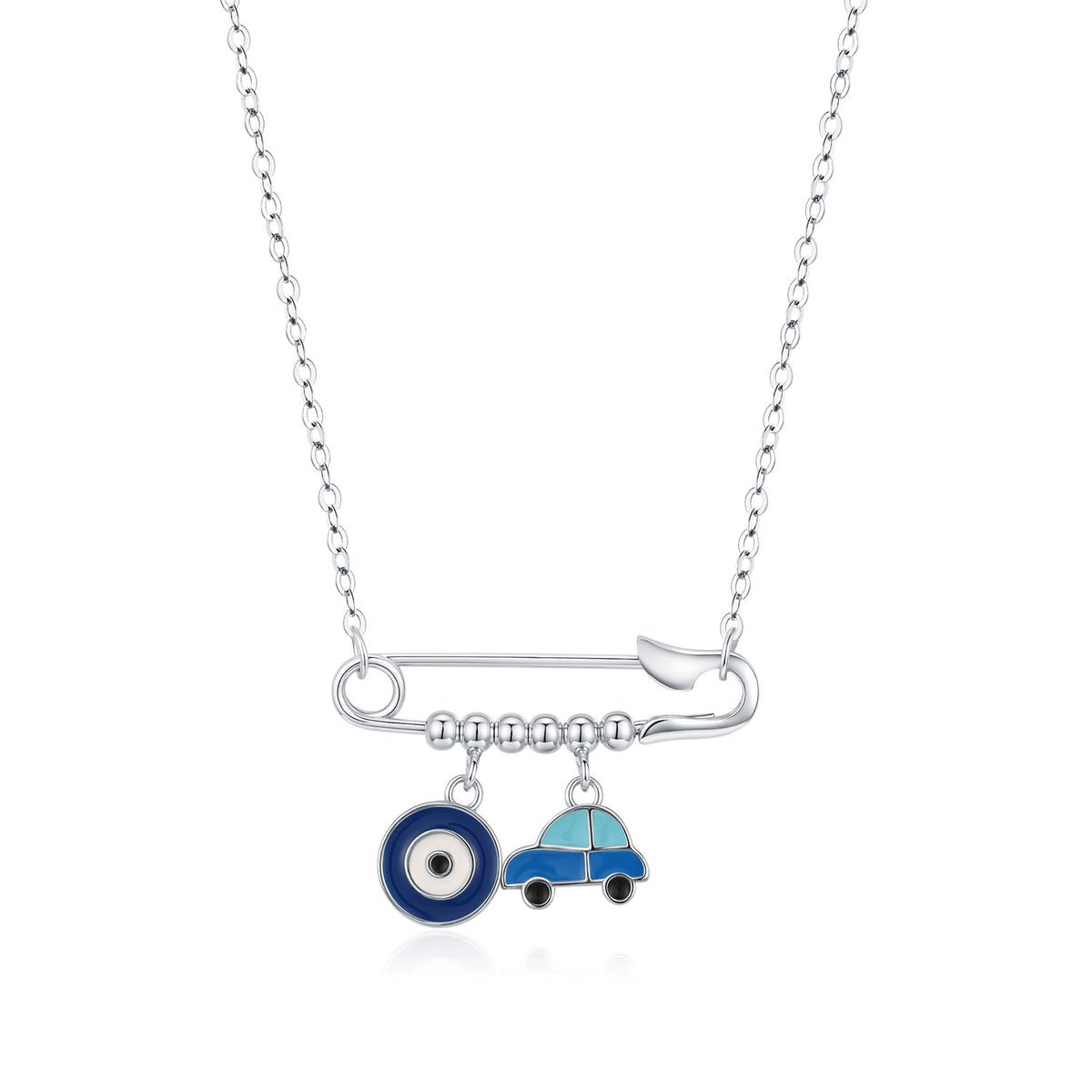 925 Sterling Silver Ghost Eye Paperclip Necklace