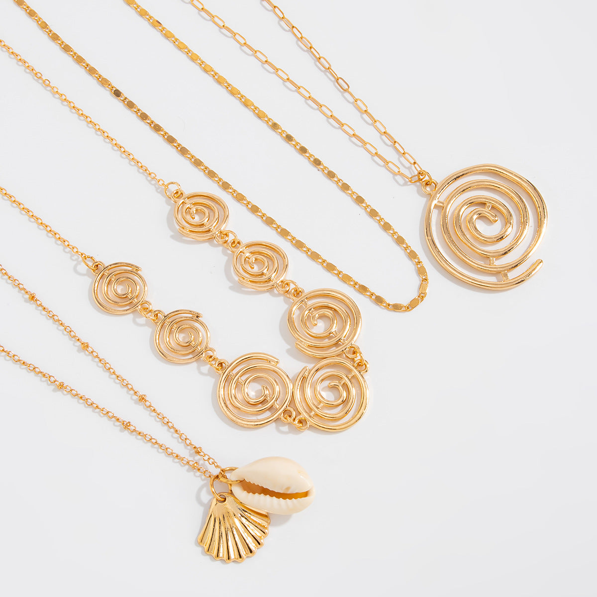 Spiral Shell Tassel Pendant Necklace