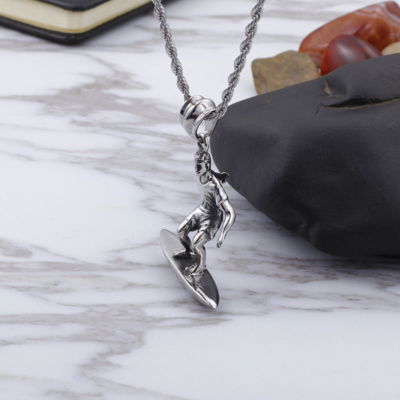 Personalized Punk Style Titanium Steel Men's Pendant for Skateboarding and Surfing Enthusiasts