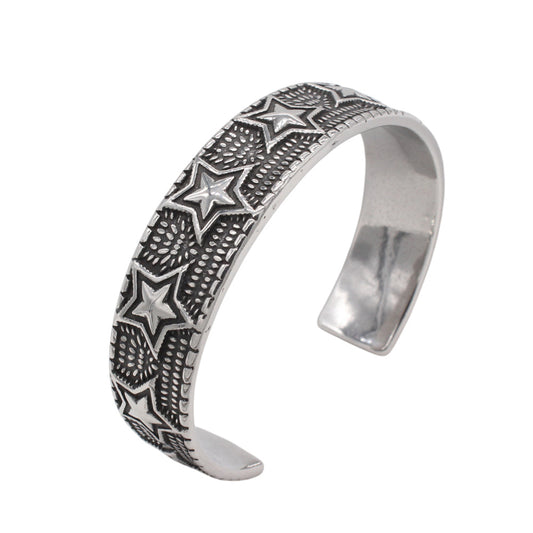 Premium Titanium Steel Bracelet With Retro Five Pointed Star Design Unisex Style By Planderful