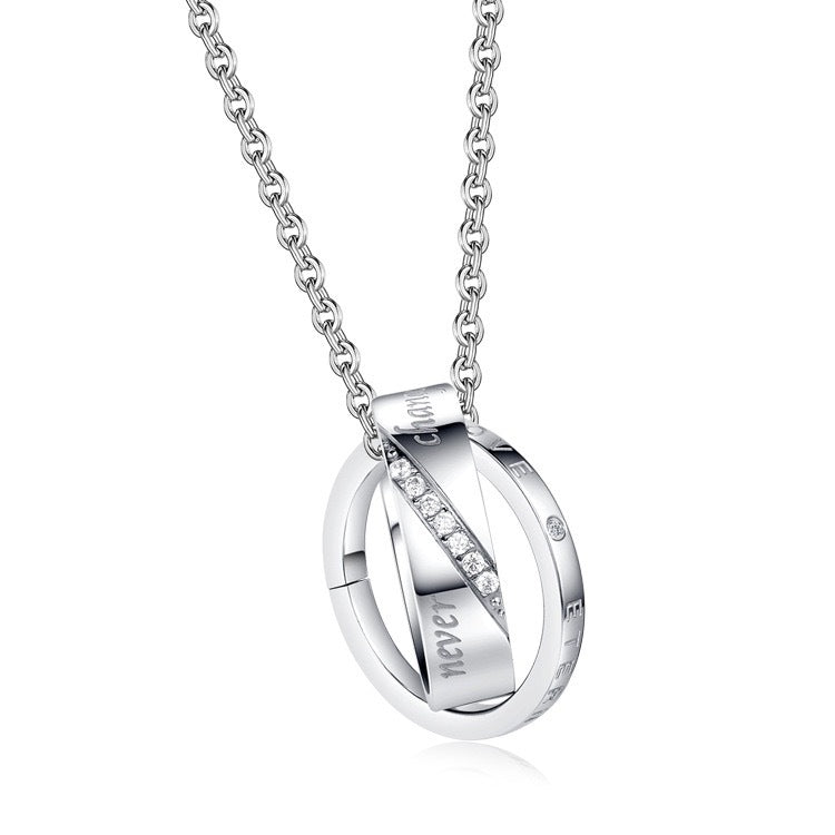 1. Planderful Stainless Steel Interlocking Ring Necklace Unisex Hip Hop Jewelry Gift
