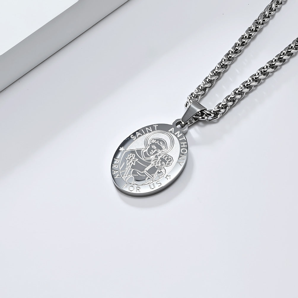 St. Michael the Archangel Titanium Steel Pendant Necklace for Men and Women Holiday Gifts