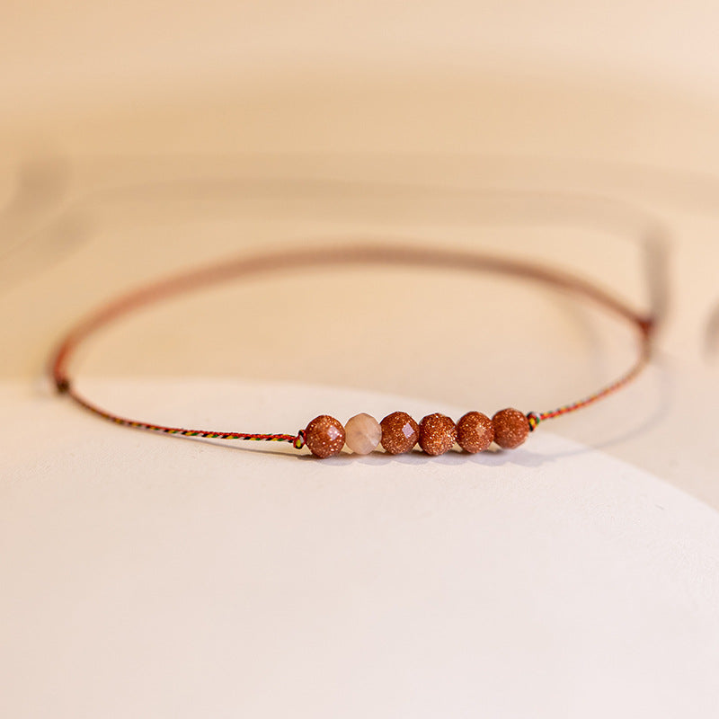 Shimmering Sunstone Crystal Bracelet with Sterling Silver Beads