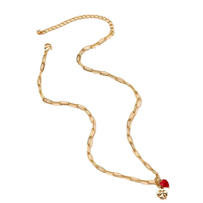 French Love Pendant Necklace with Bamboo Chain - Vienna Verve Collection
