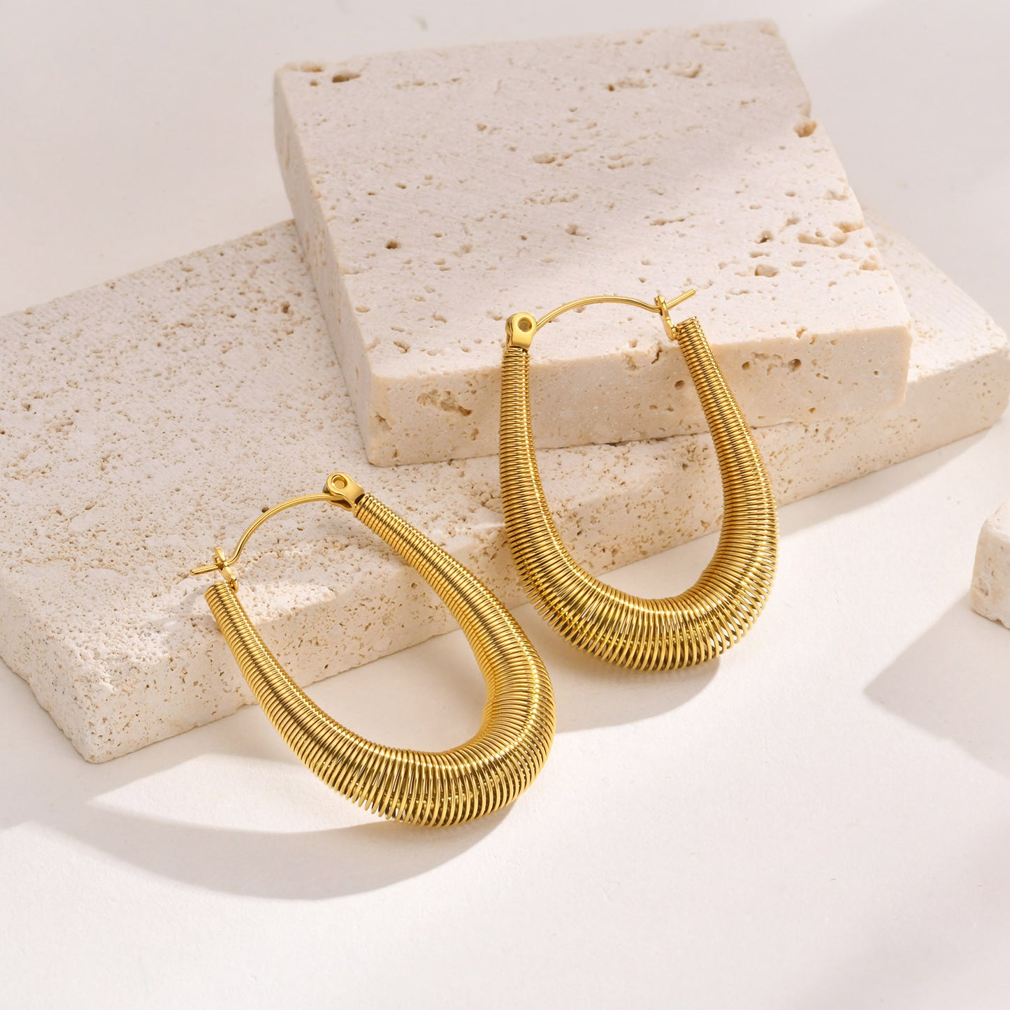 Stainless Steel Women's Personalized Fashion U-Shaped Earrings Gold