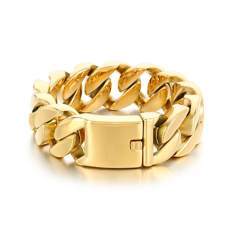 Planderful Cuban Chain Titanium Mens Bracelet Stylish