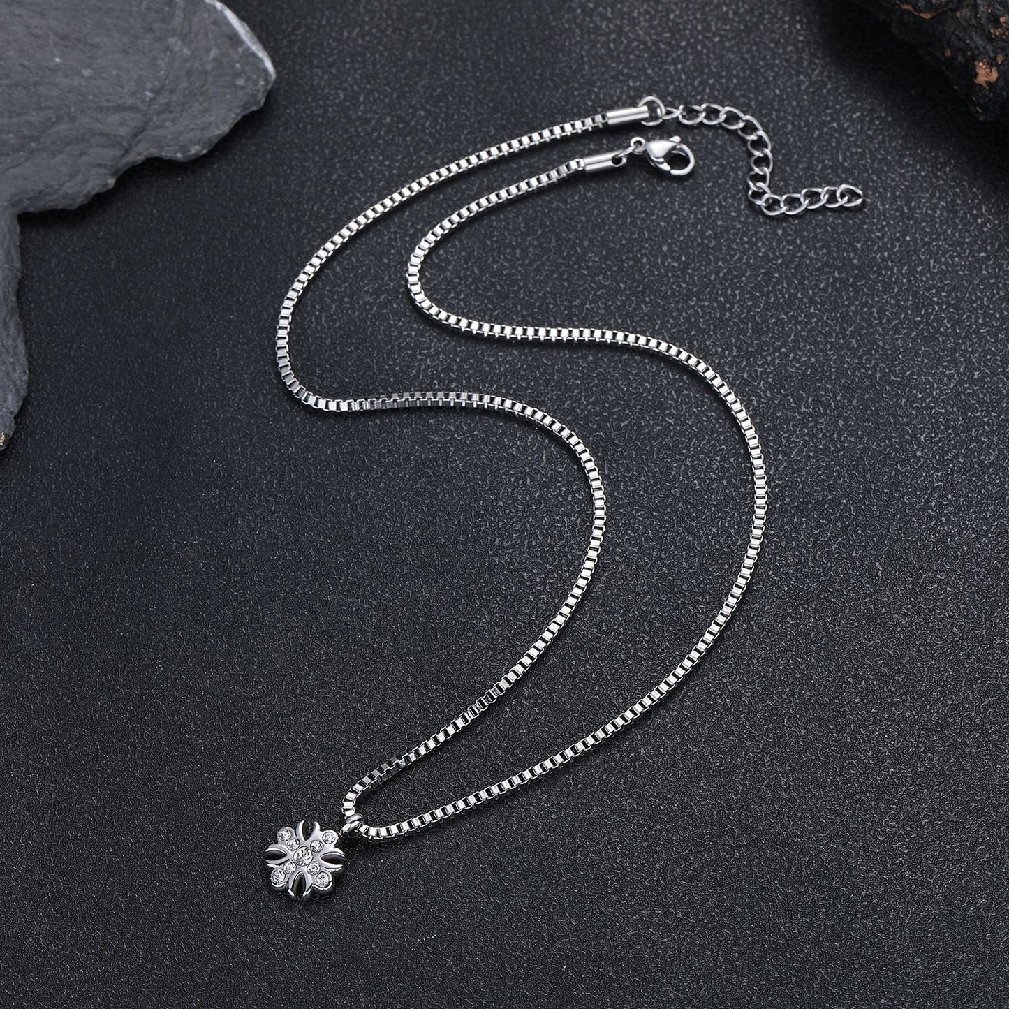 Planderful Jewelry Mens Cross Flower Pendant Necklace Stainless Steel Gold and Silver Plating Zircon