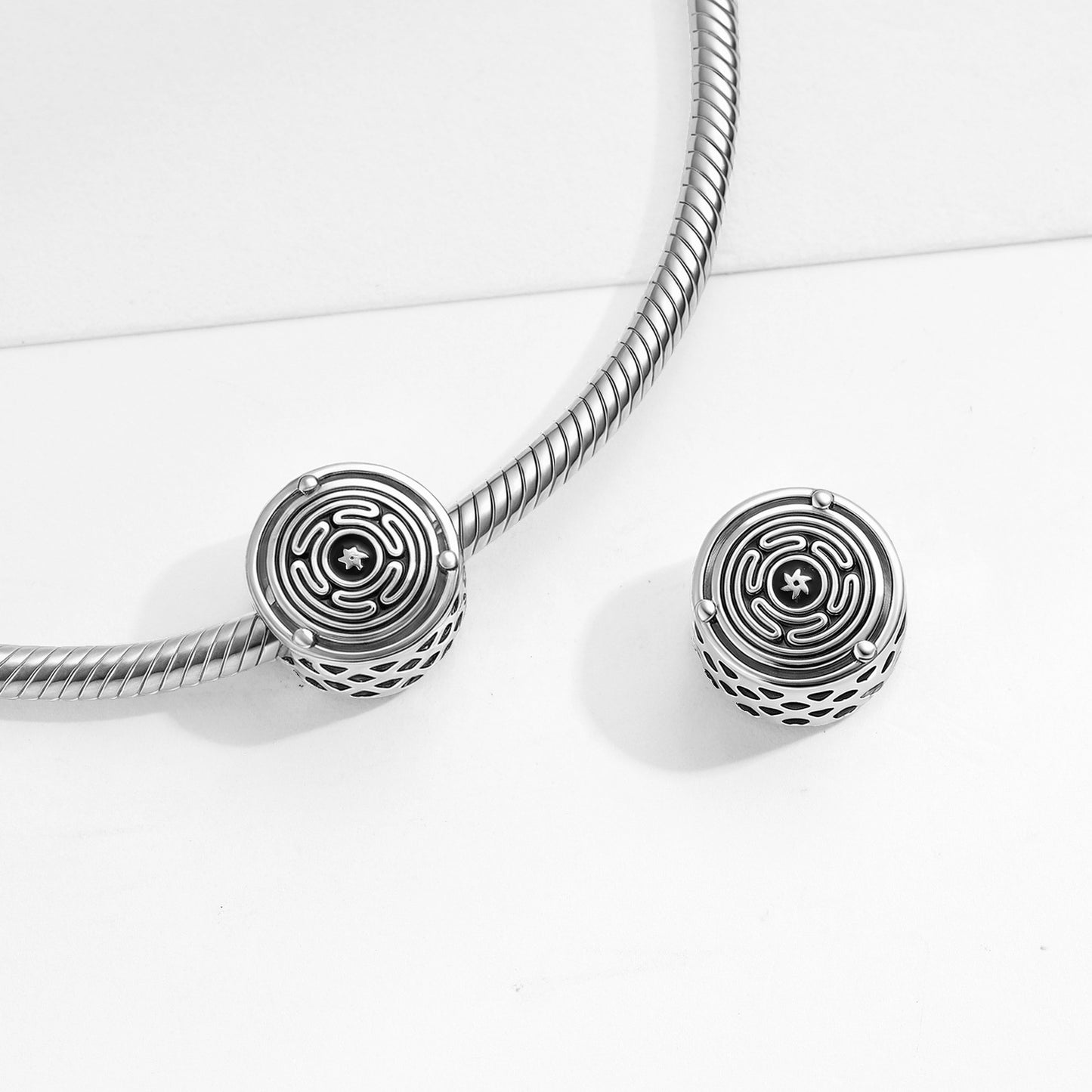 Planderful Jewelry Hecates Wheel Circle Of Life Beaded Sterling Silver Bracelet Pendant