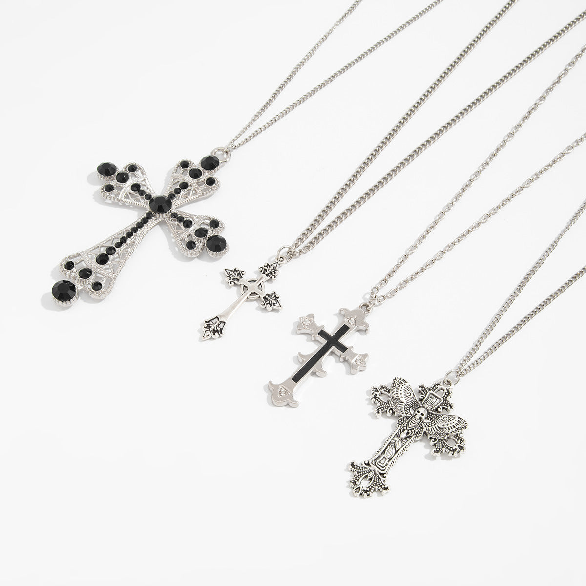 Hip-Hop Cross & Heart Chain Necklace