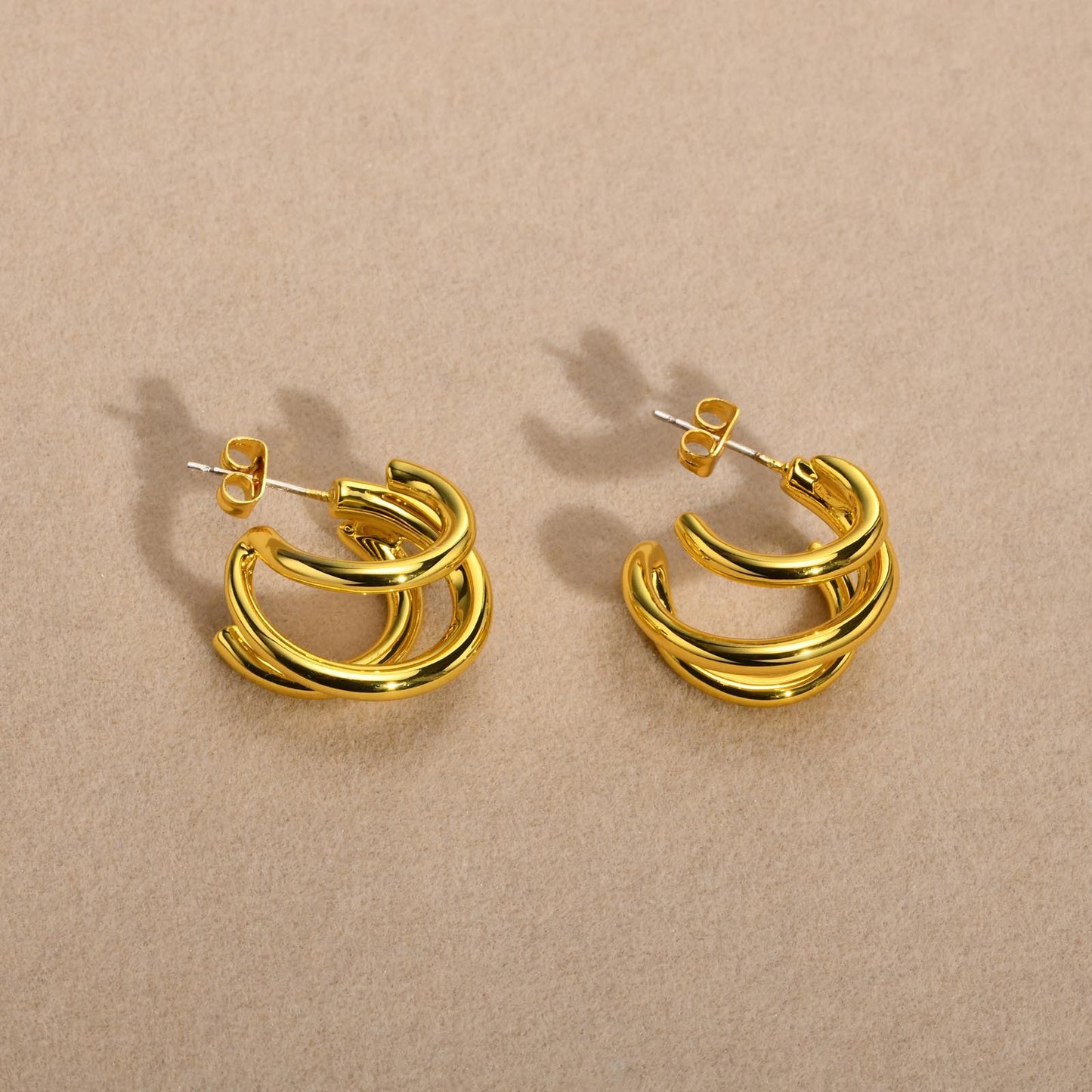 European And American Jewelry Copper Three-Ring Earrings Set