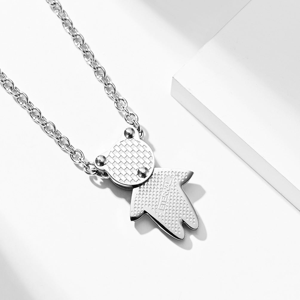 Harajuku Cold Wind Stainless Steel Bear Hipster Necklace