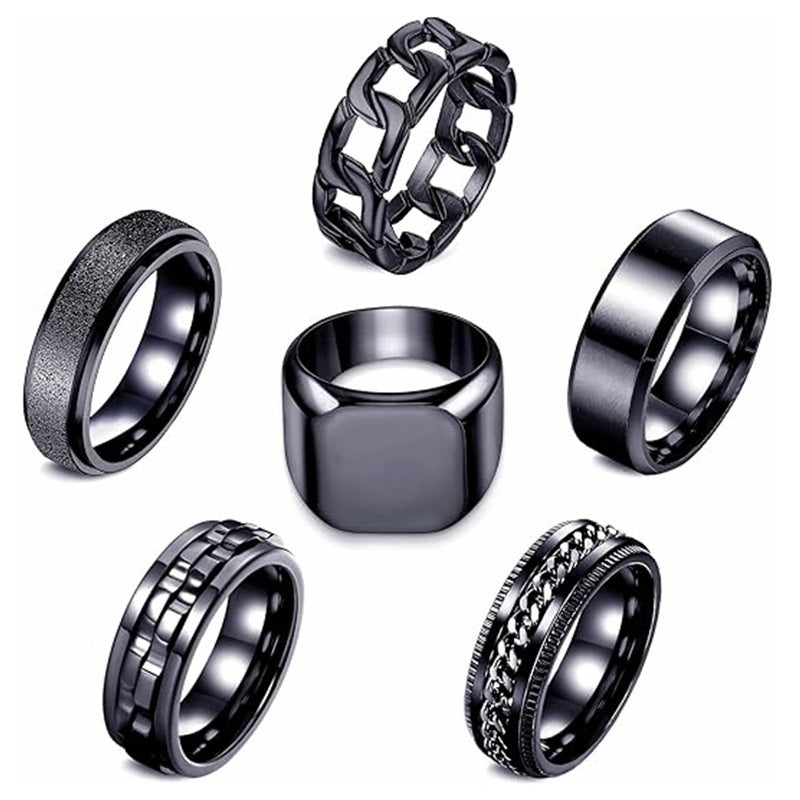 Mens Titanium Steel Ring 14mm Wide Vintage Square Punk Band By Planderful Everyday Genie For Men