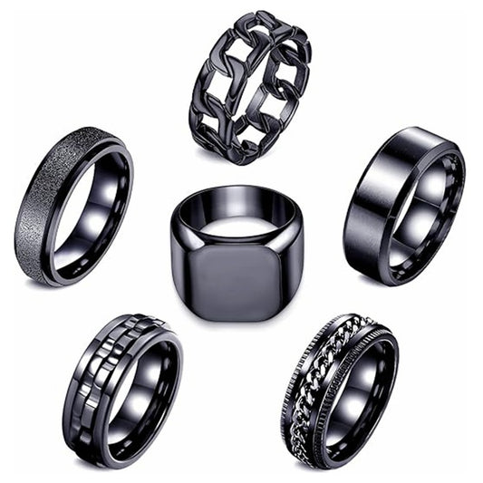 Mens Titanium Steel Ring 14mm Wide Vintage Square Punk Band By Planderful Everyday Genie For Men