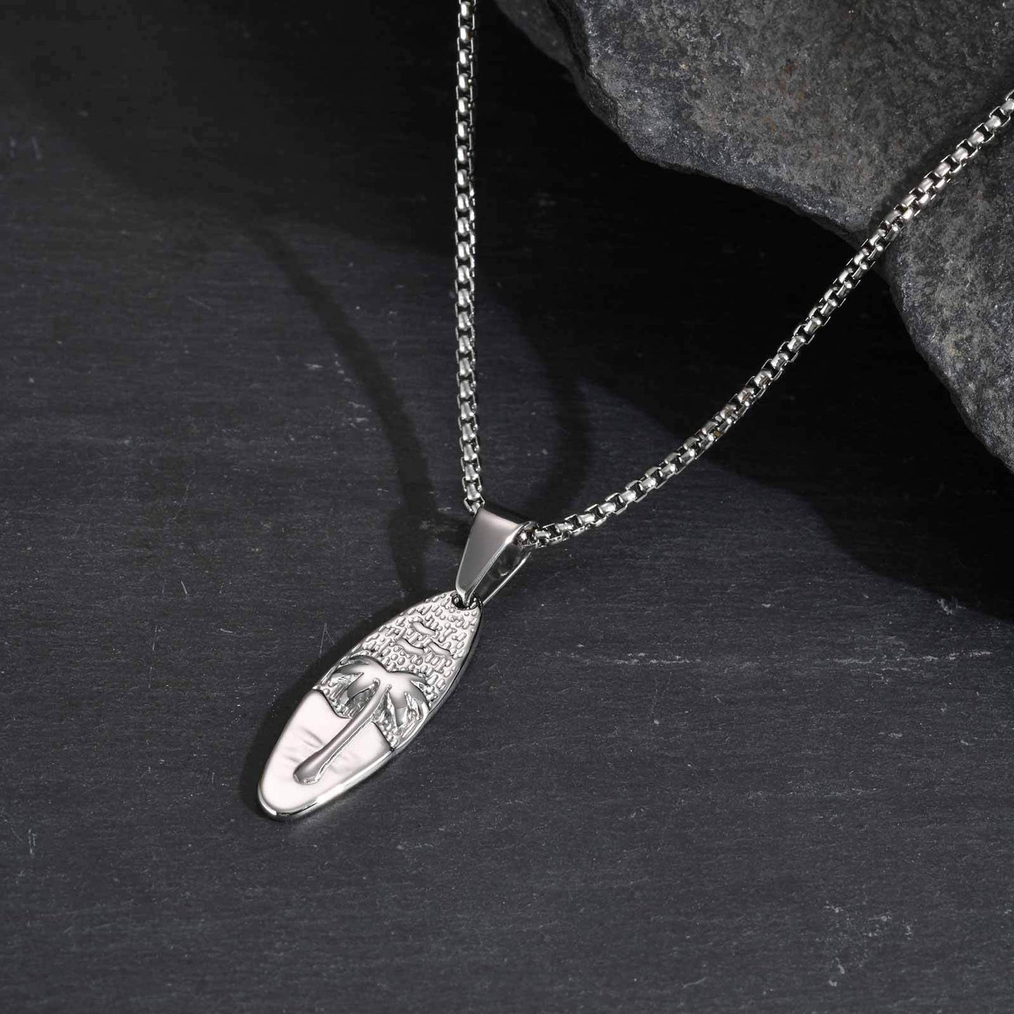 Planderful Men Casual Stainless Steel Coconut Tree Pendant