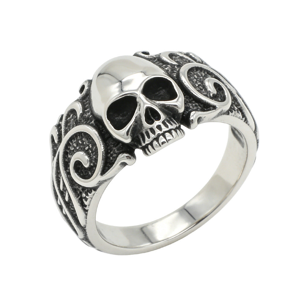 Planderful Skull Ring Titanium Steel Unisex Retro Protector Statement Men European Style Everyday Genie