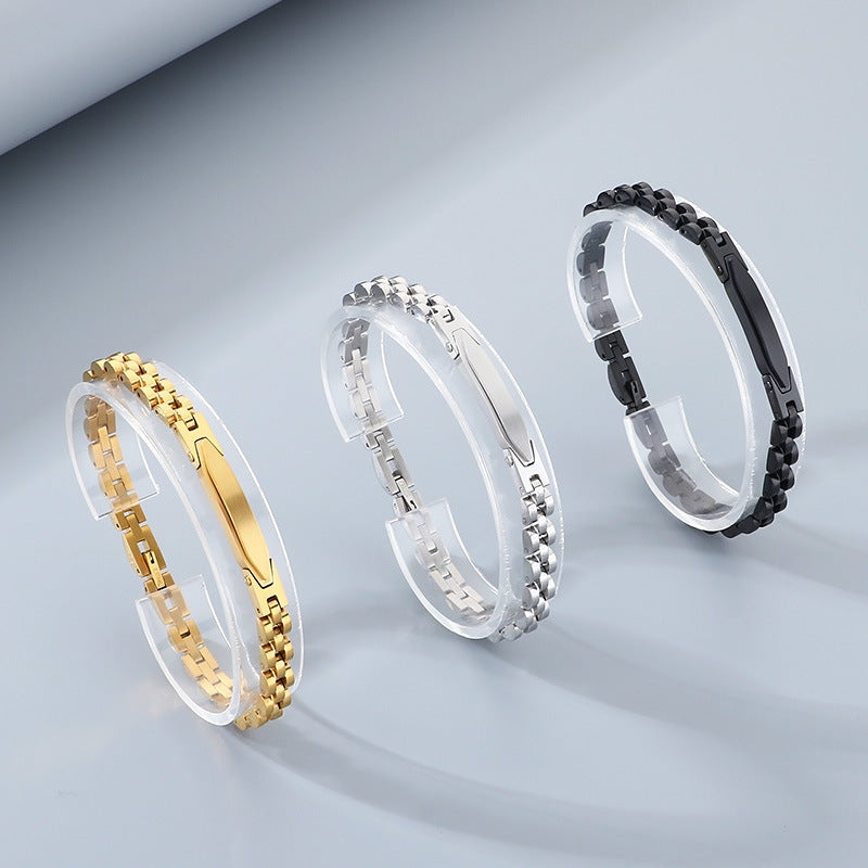 Couple Bracelet – Japan & South Korea 6mm Curved Bar Strap Chain Titanium Steel Unisex