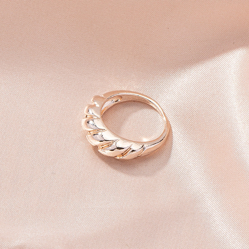 Chic Japanese and Korean Metal Texture Rings for Women - Wholesale Minimalist Alloy Design