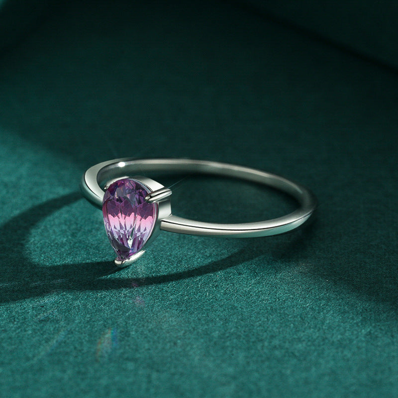 Simple Watermelon Tourmaline Sterling Silver Ring