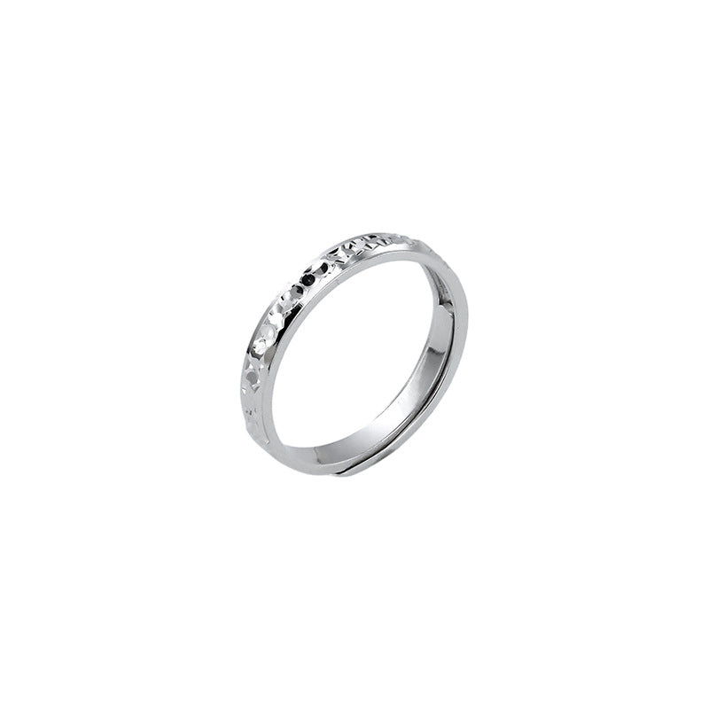 S925 Sterling Silver Crushed Ice Couple Ring — Adjustable