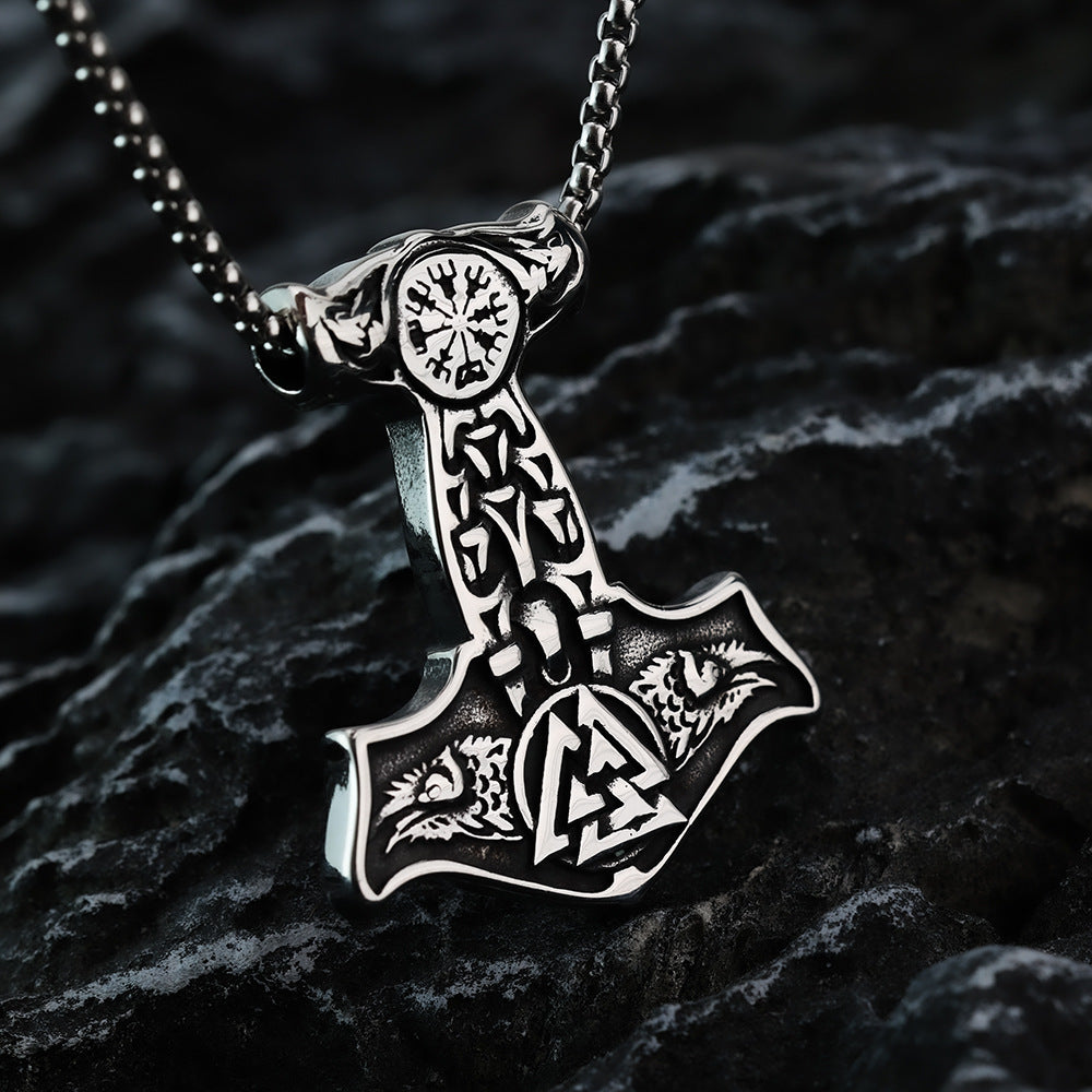 European And American Jewelry Wholesale Titanium Steel Pendant Necklace Hollow Viking Celtic Knot Hip Hop Style For Men