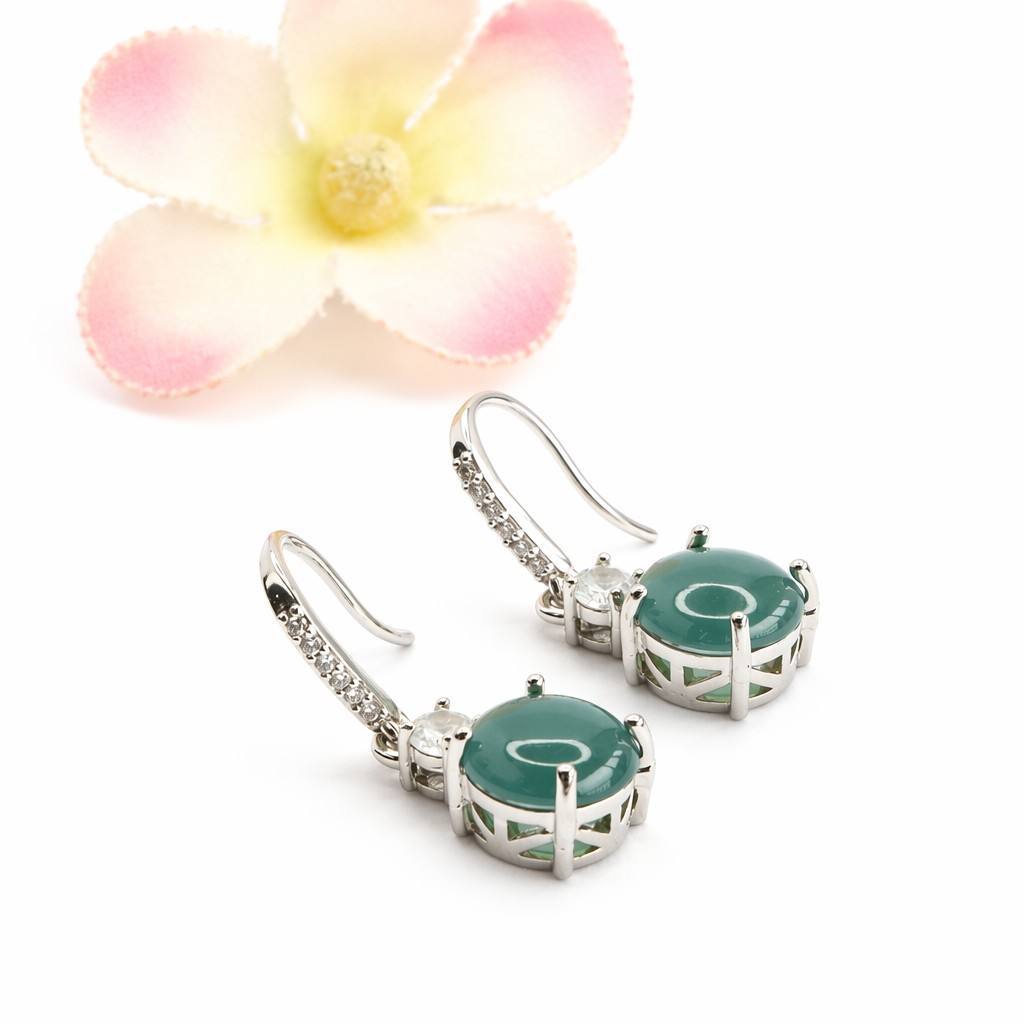 Blue-Water Jadeite Hook Earrings