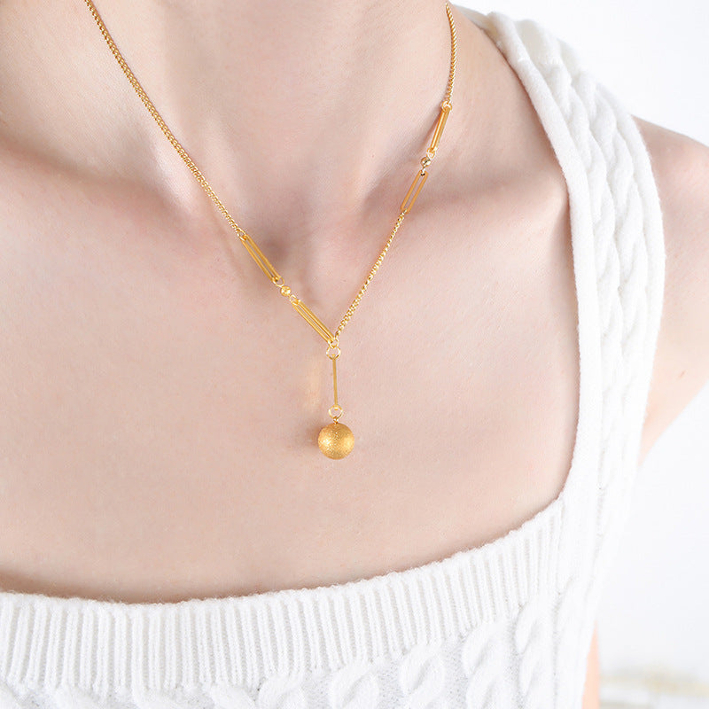 Niche Design Long Pendant Metal Ball Necklace - Planderful Collection