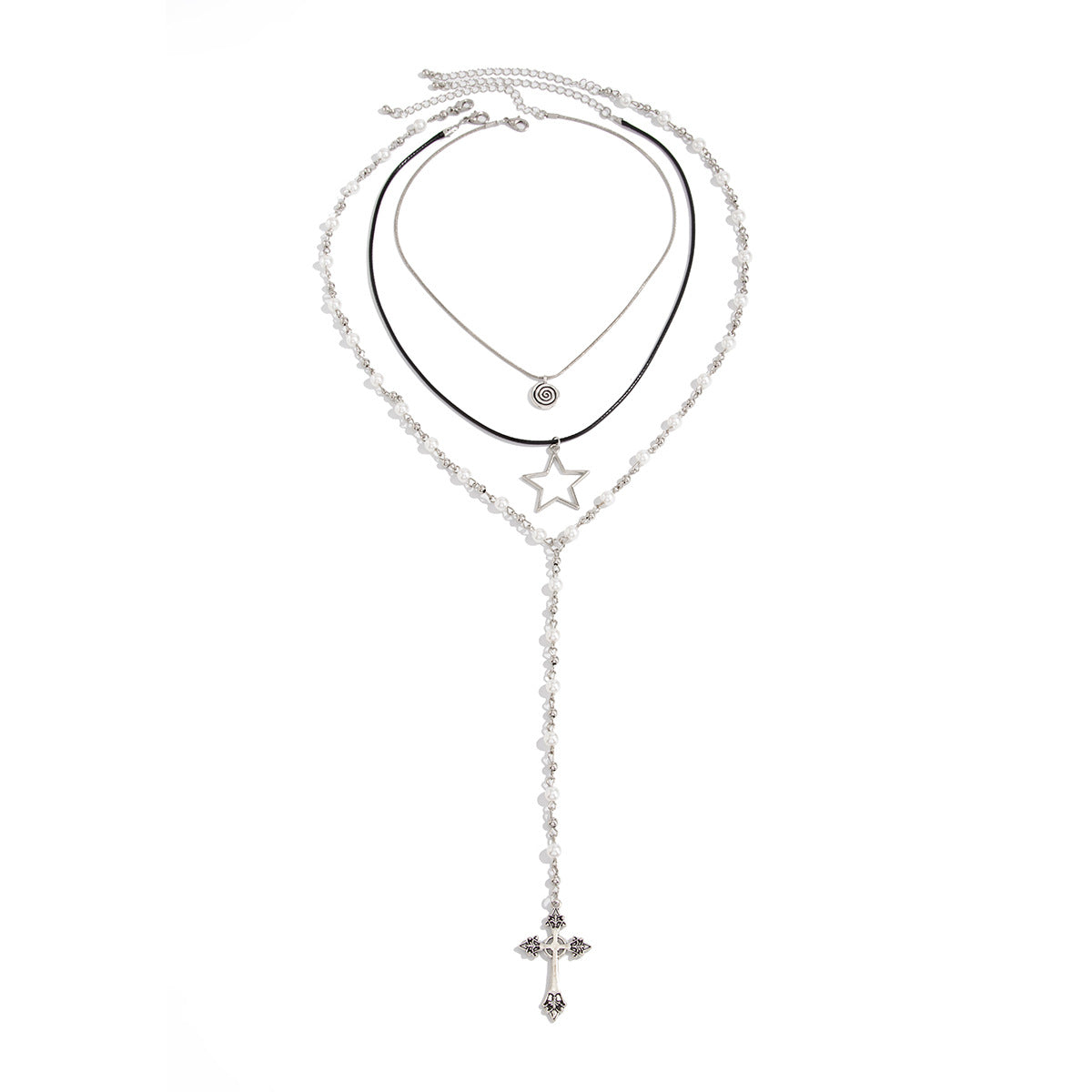 Pearl-Style Star Long Fringe Necklace Set
