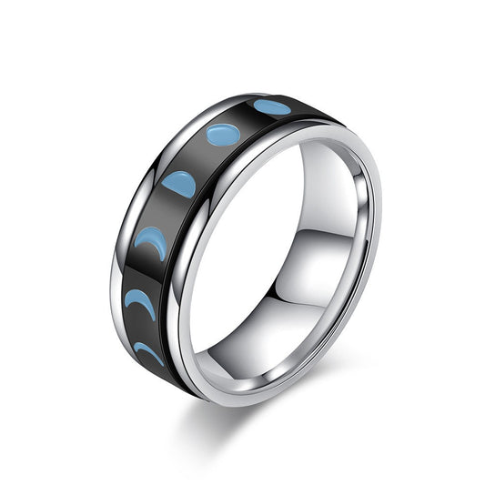 Planderful Total Solar Eclipse Anxiety Relief Ring Rotatable Stainless Steel Fidget Jewelry For Stress Relief