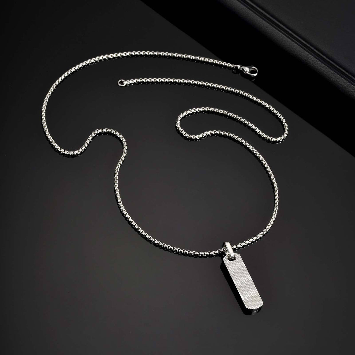 Europe – America – Stainless Steel Batch Flower Geometric Small Square Brand Pendant Necklace