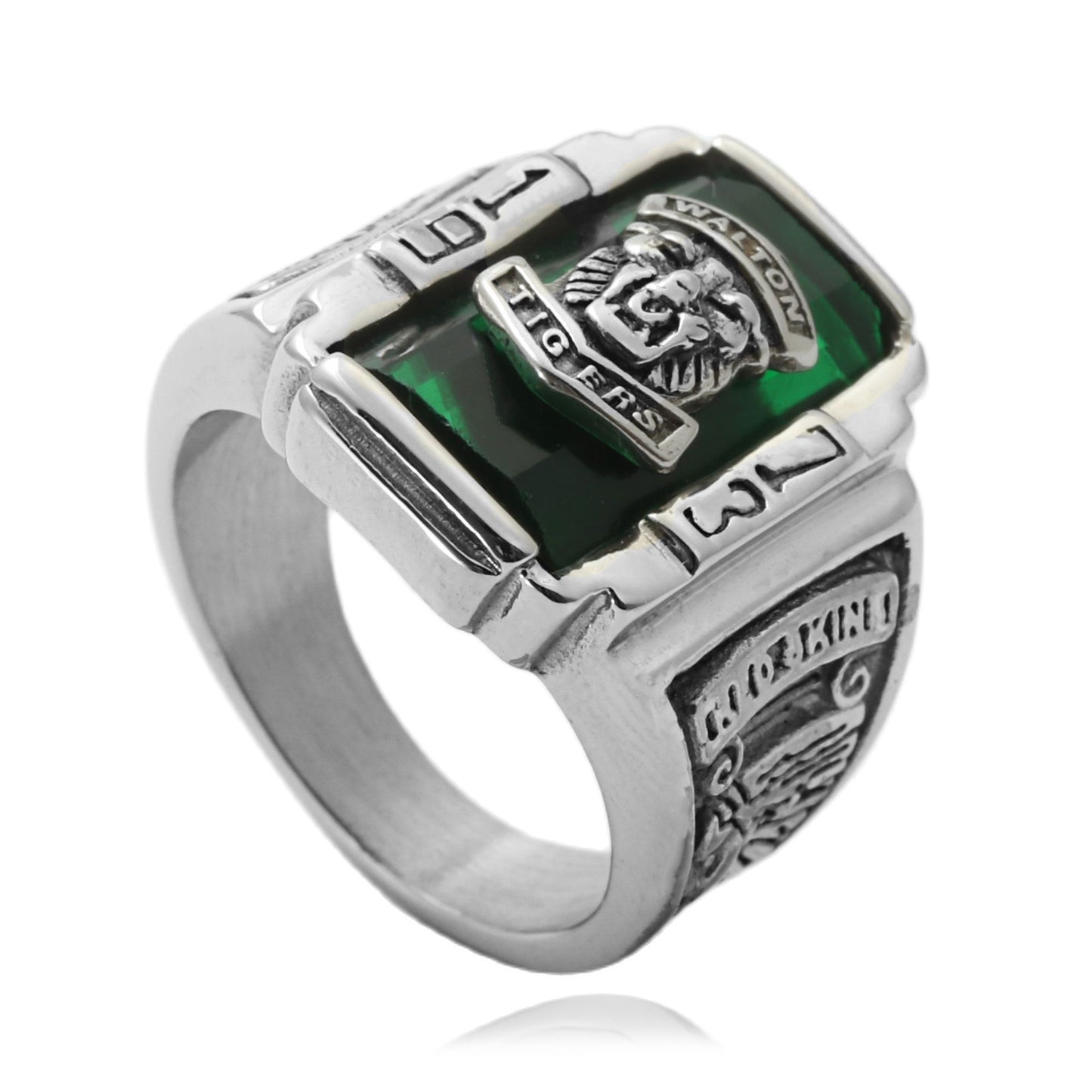 Titanium Steel Multi-Color Gemstone Lion Ring for Men - Retro Punk Style