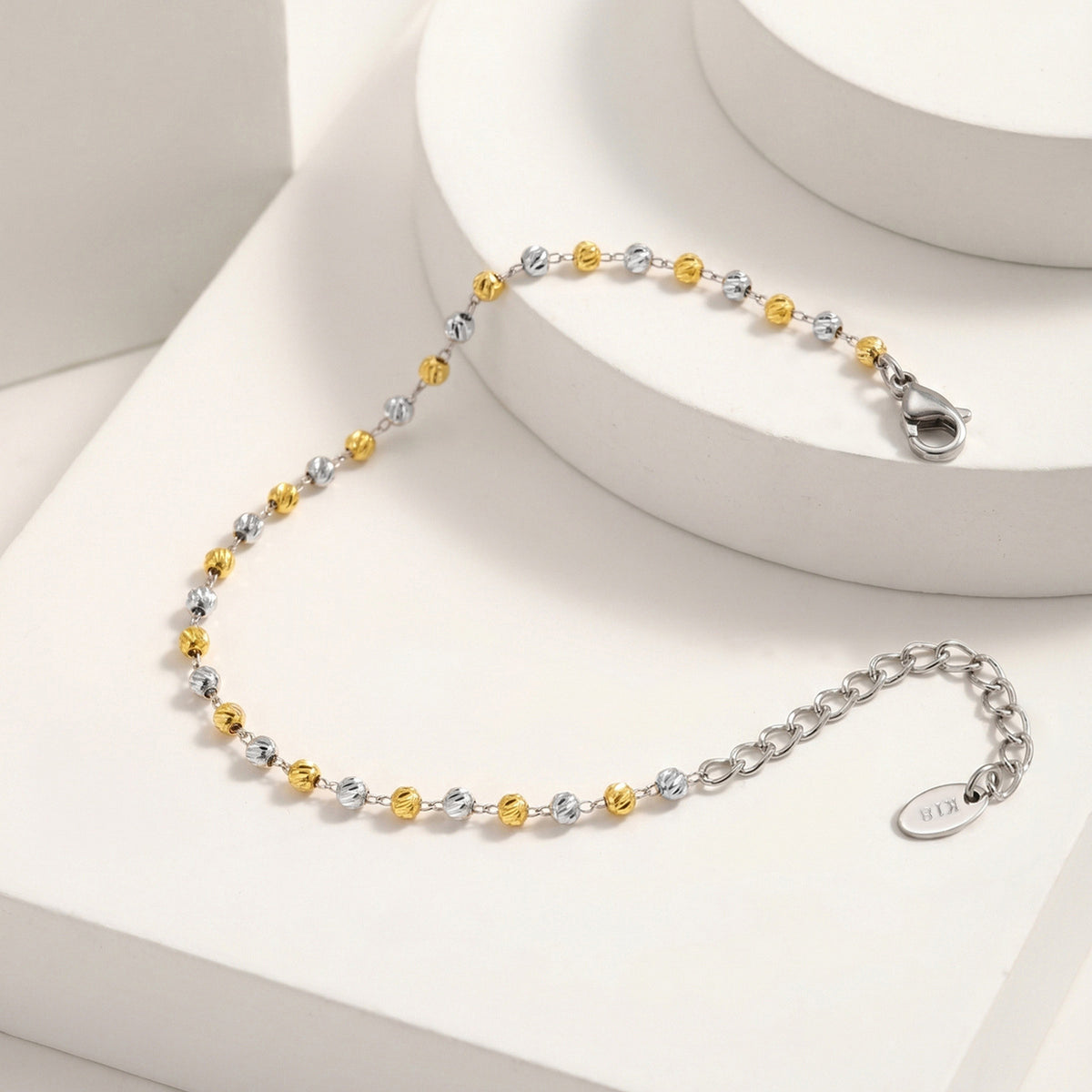 Korean Metal Splicing Beaded Stainless Steel Bracelet