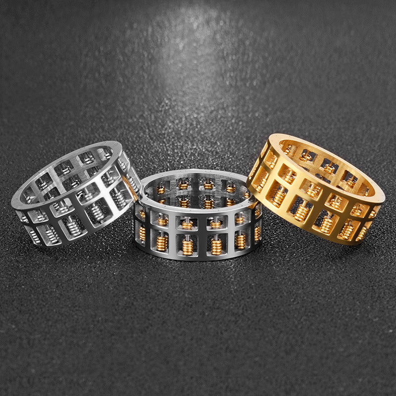 Planderful Collection Everyday Genie Stainless Steel Abacus Ring Beaded Edgy Hip Hop Punk Couples