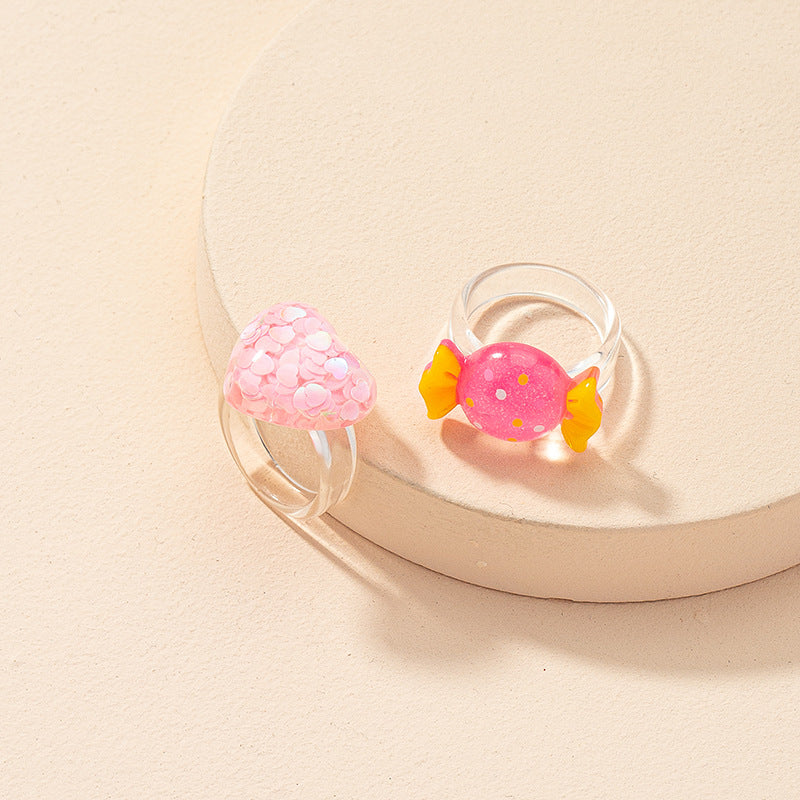 Sweet Mori Heart Candy Ring - Japanese Korean Acrylic Design