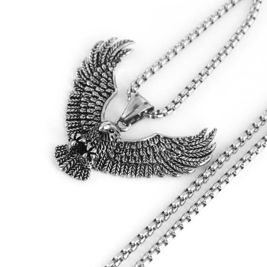 Titanium Steel Eagle Pendant for Men - Retro Punk Style by Planderful