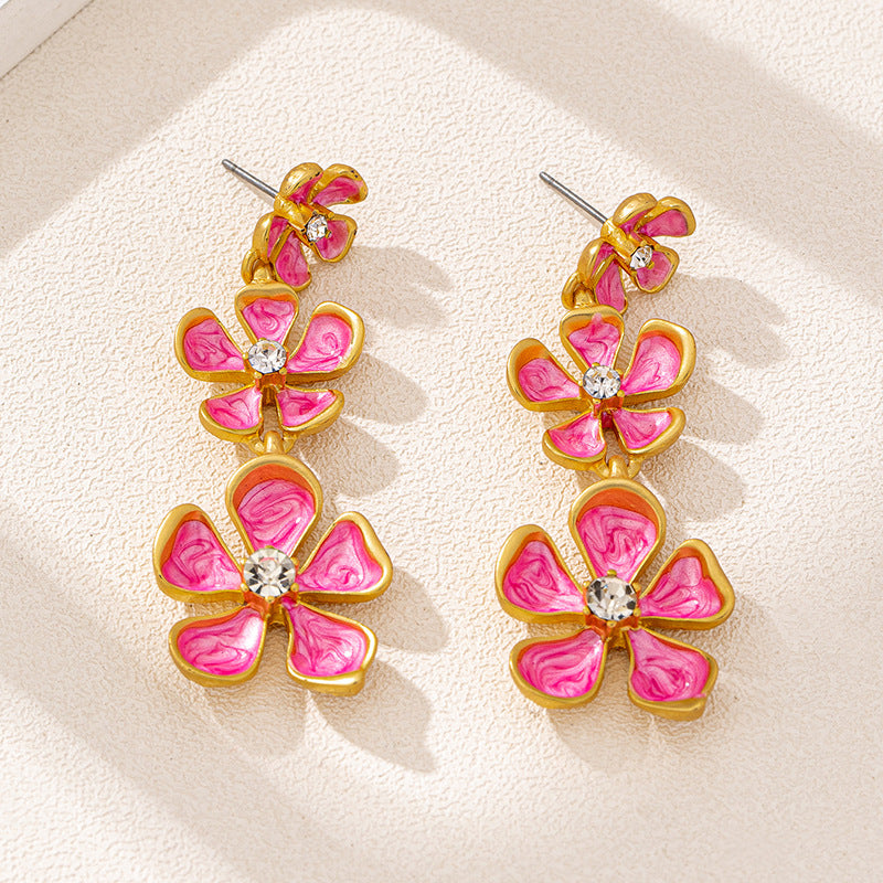 Planderful Vienna Verve Earrings – Elegant Retro Three-Dimensional Flower Design