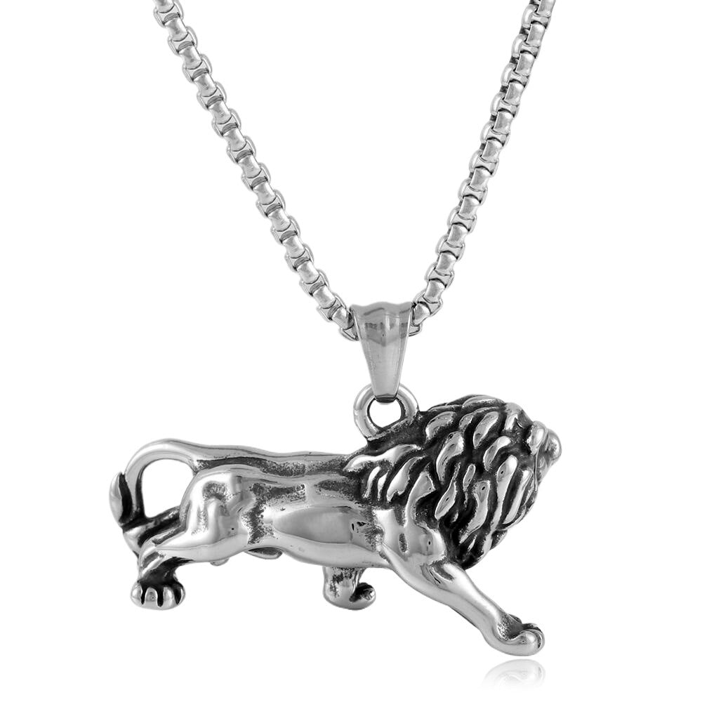 European And American Stainless Steel Lion Pendant Necklace