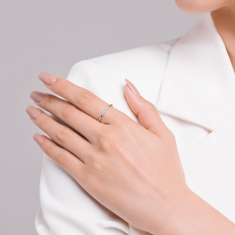 Turquoise Sterling Silver Ring for Women - Elegant and Minimalist Jewelry with Small Fresh Design