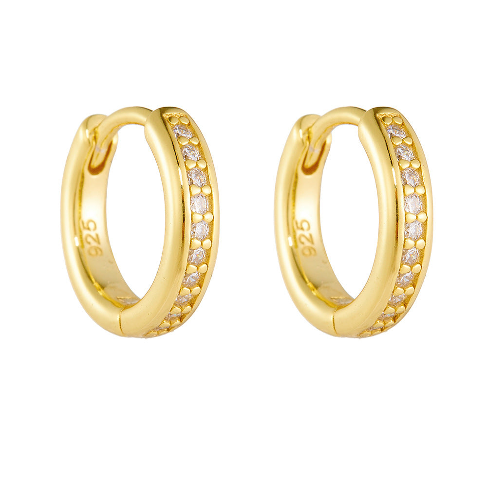 S925 Sterling Silver Classic Zircon Ear Buckle Earrings