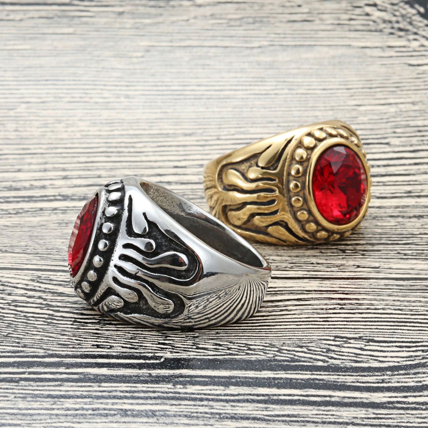 Titanium Steel Multi-Color Gemstone Eagle Ring for Men - Retro Punk Trendy Design