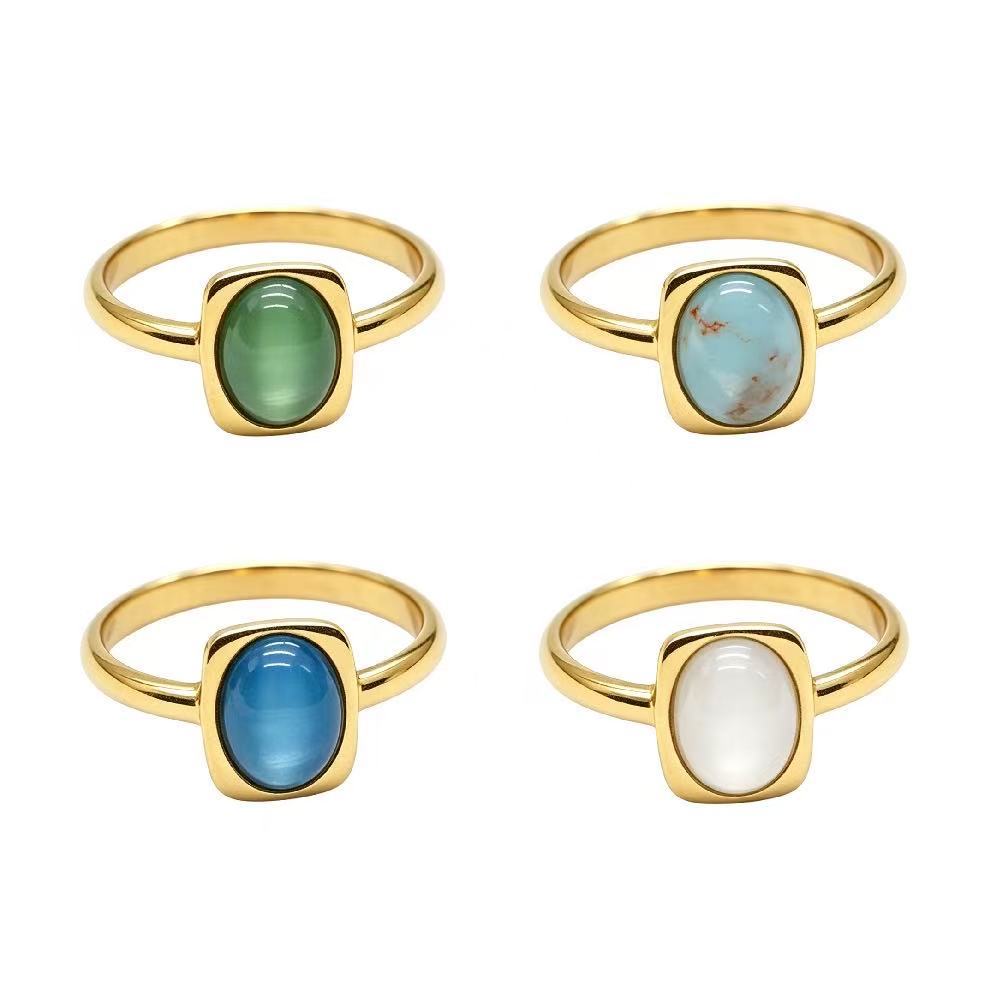 Colored Stone Titanium Steel Ring