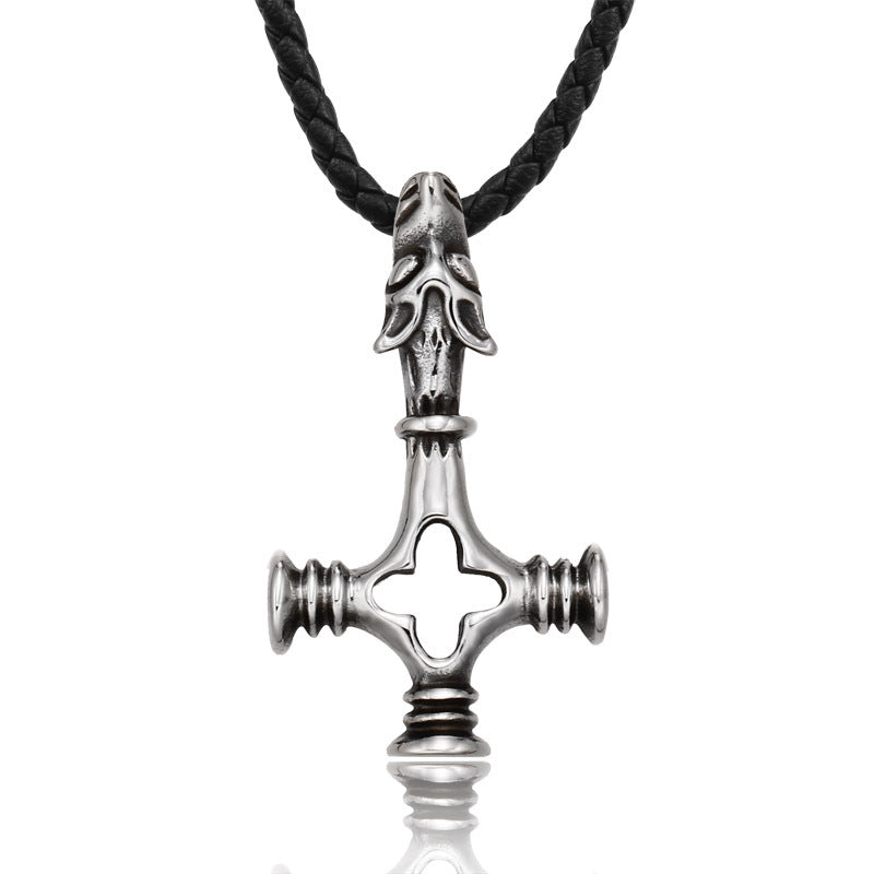 Hollow Cross Pendant – Stainless Steel Dragon Head Pendant Necklace